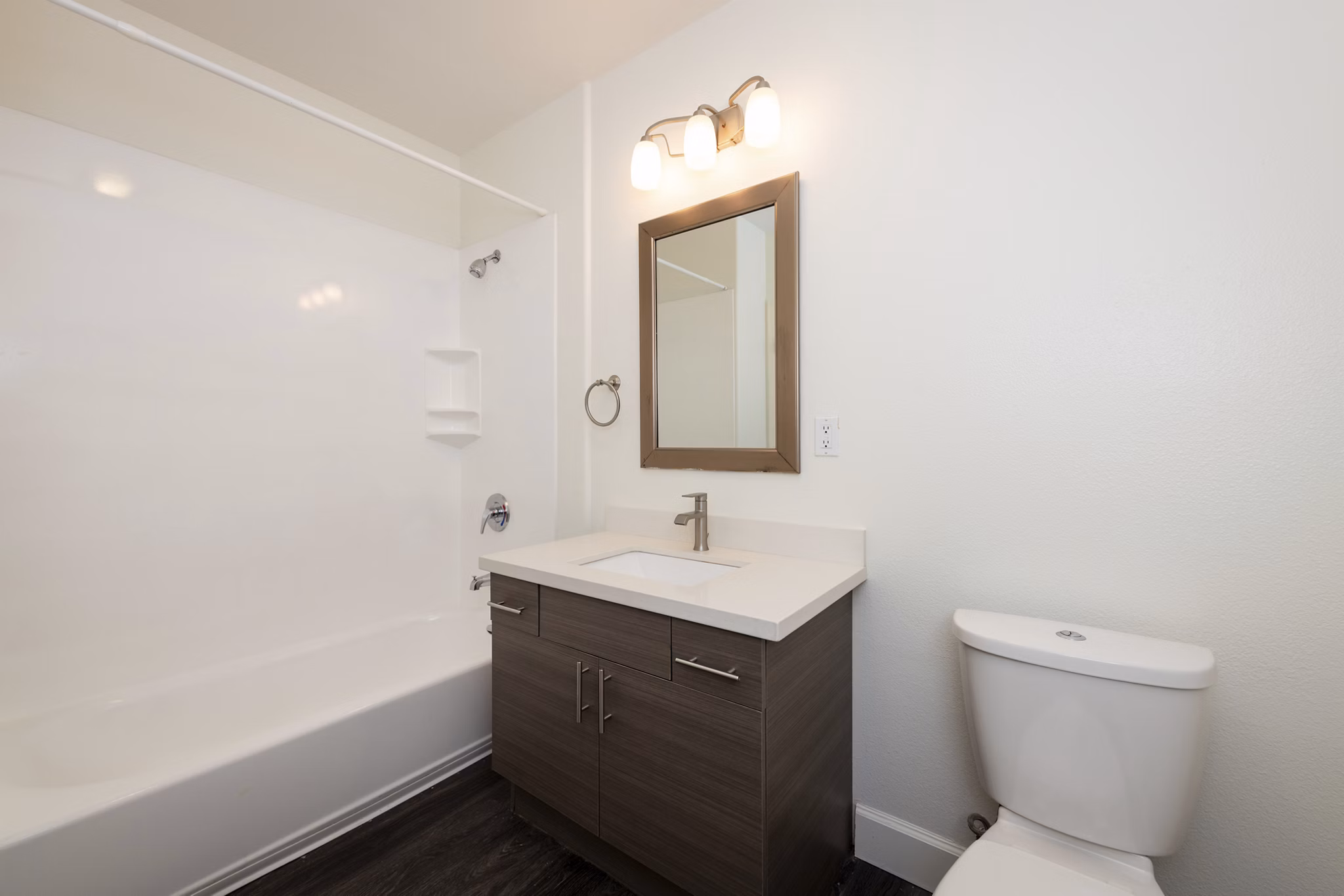 Modern bathroom with elegant fixtures at 1122 U Apartments, luxury living in a premier Greystar property