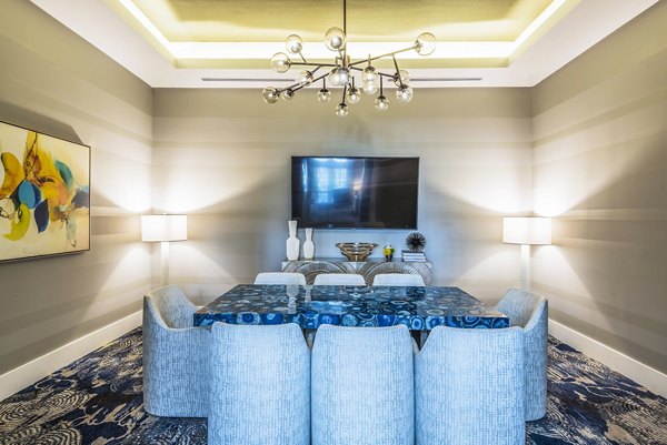Meeting room featuring modern design and advanced tech at Overture Domain luxury apartments Perfect for business events and gatherings