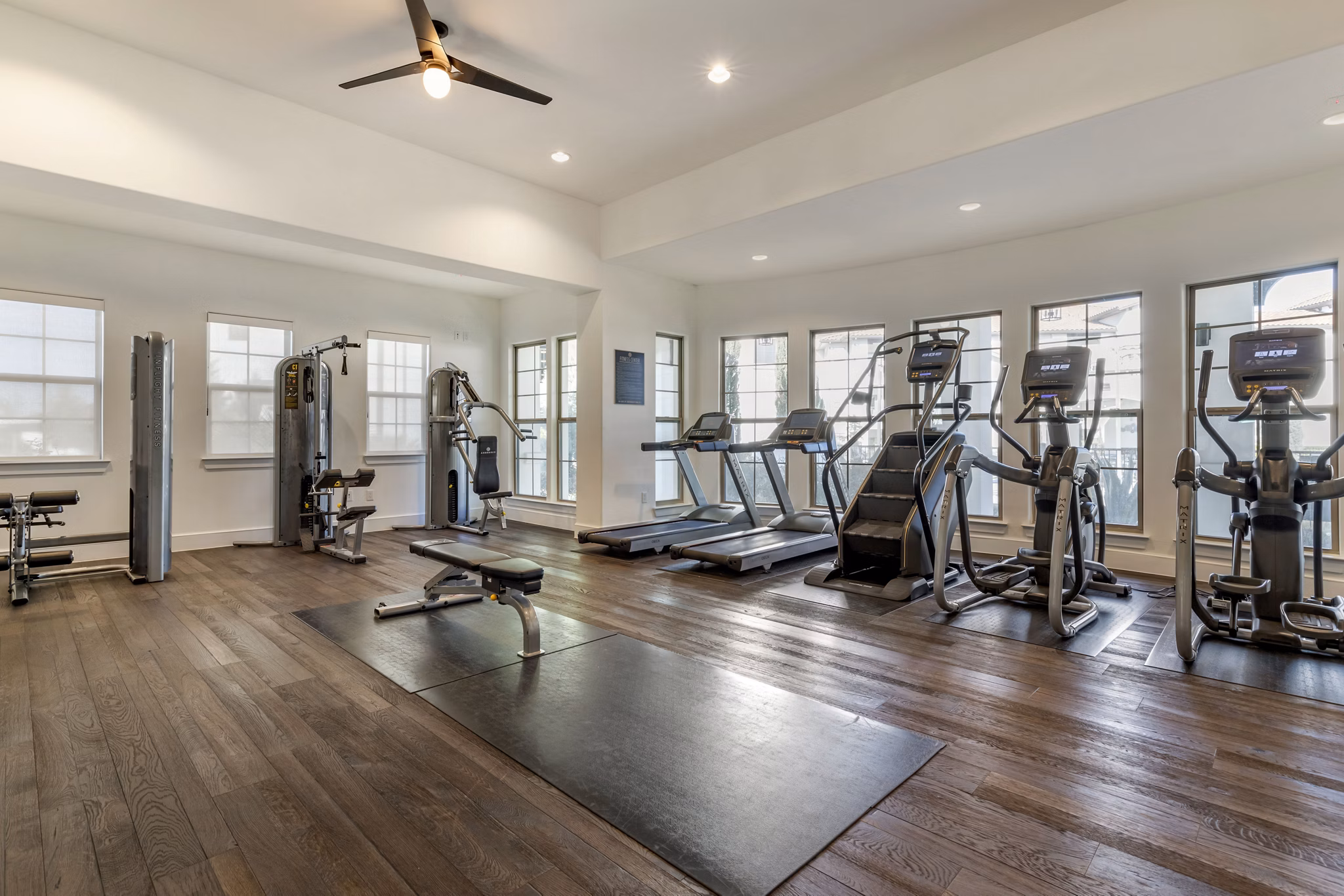fitness center at Ambrosio Apartments