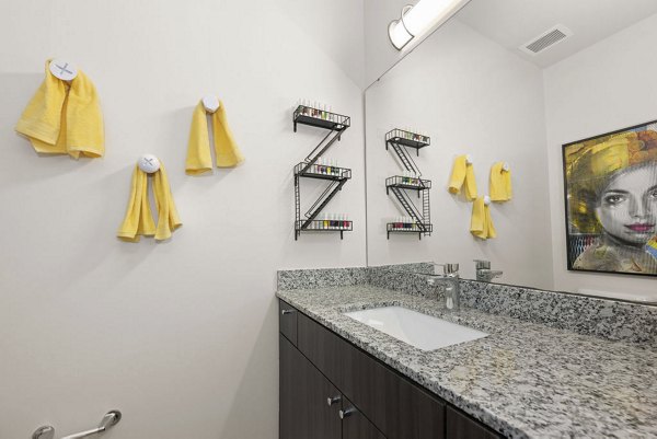 Modern bathroom with sleek fixtures in 30Six NoDa Apartments