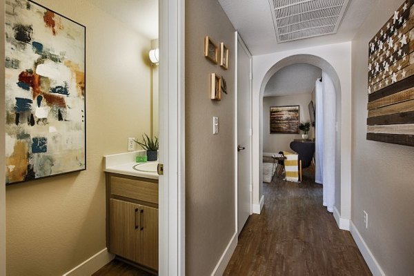 Bathroom featuring modern fixtures at Avana at the Pointe Apartments, showcasing luxury apartment living