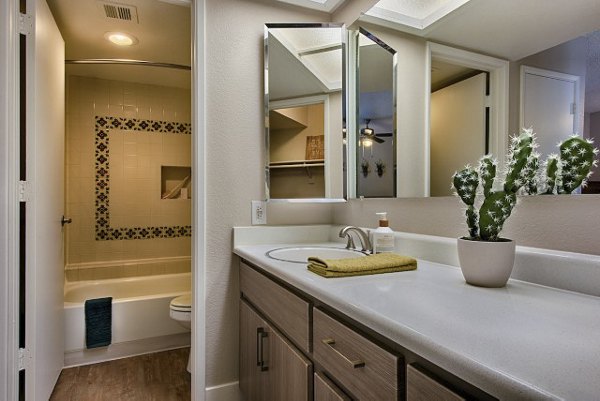 Modern bathroom with sleek fixtures at Avana at the Pointe Apartments