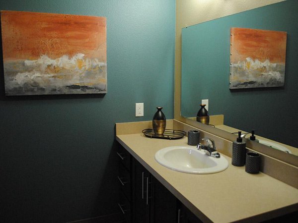 Luxurious bathroom with modern fixtures at Jory Trail Apartments, offering a relaxing space in Greystar's upscale community