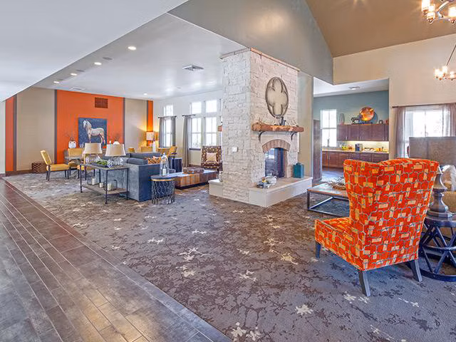 Clubhouse featuring stylish decor at Jory Trail Apartments, a luxury community with top-tier amenities for modern living