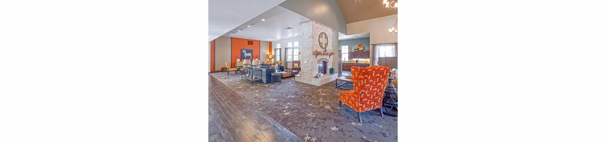 Clubhouse featuring stylish decor at Jory Trail Apartments, a luxury community with top-tier amenities for modern living