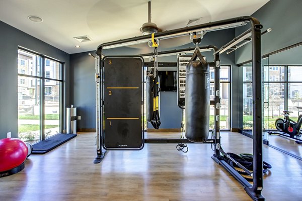 State-of-the-art fitness center at The Sawyer Providence Farm Apartments with modern equipment for an active lifestyle