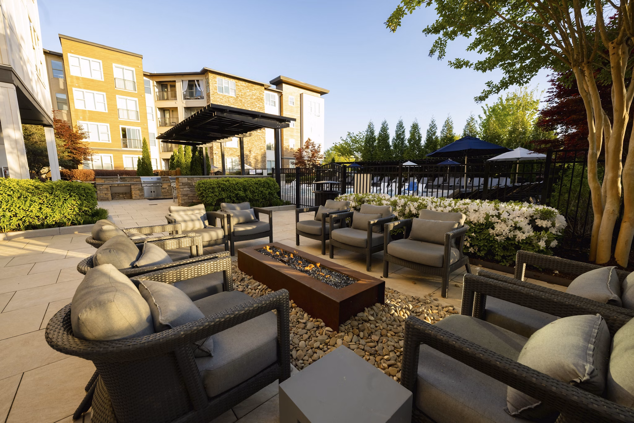 grill area at The Sawyer Providence Farm Apartments 