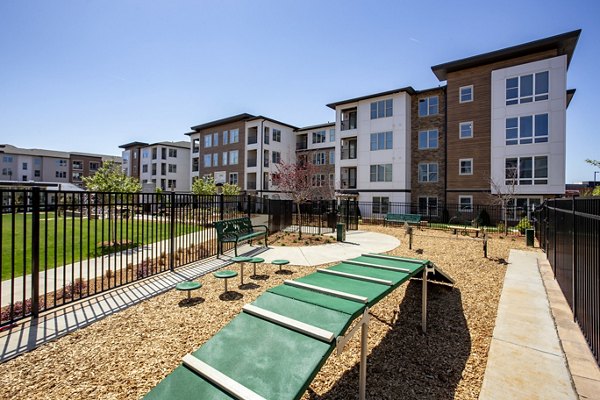Dog-friendly park with agility equipment at The Sawyer Providence Farm Apartments