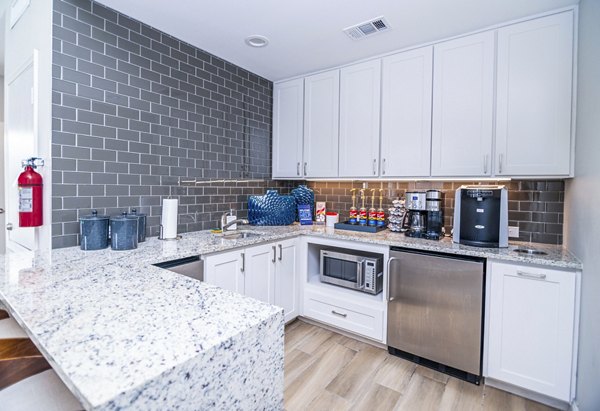 Clubhouse kitchen featuring modern appliances at Green Tree Place Apartments, ideal for gatherings in a luxury setting
