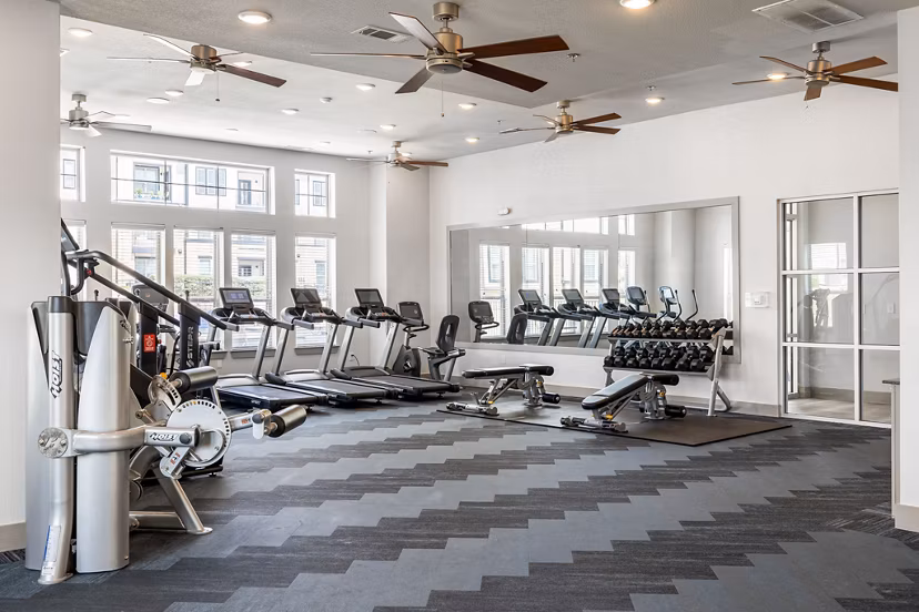 fitness center at Enclave Falcon Pointe Apartments
