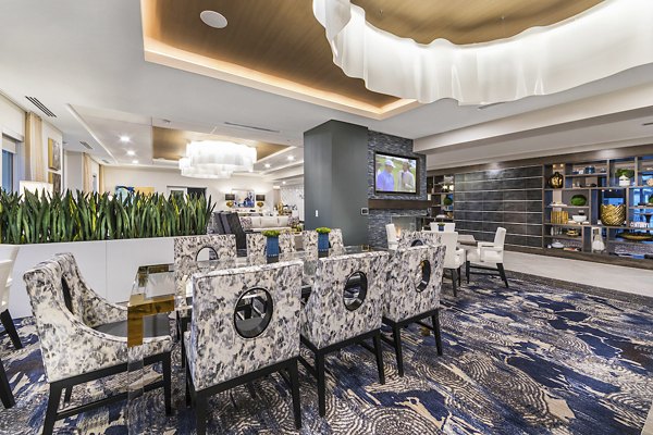 Clubhouse featuring modern design and comfortable seating at Overture Kierland luxury apartments in Scottsdale