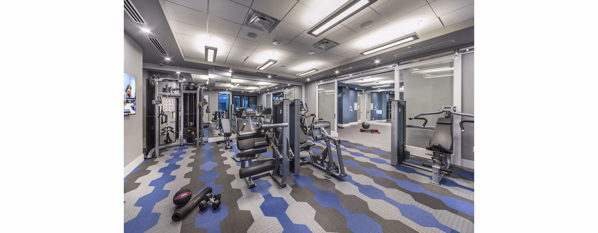 Modern fitness center with state-of-the-art equipment at Overture Kierland luxury apartments