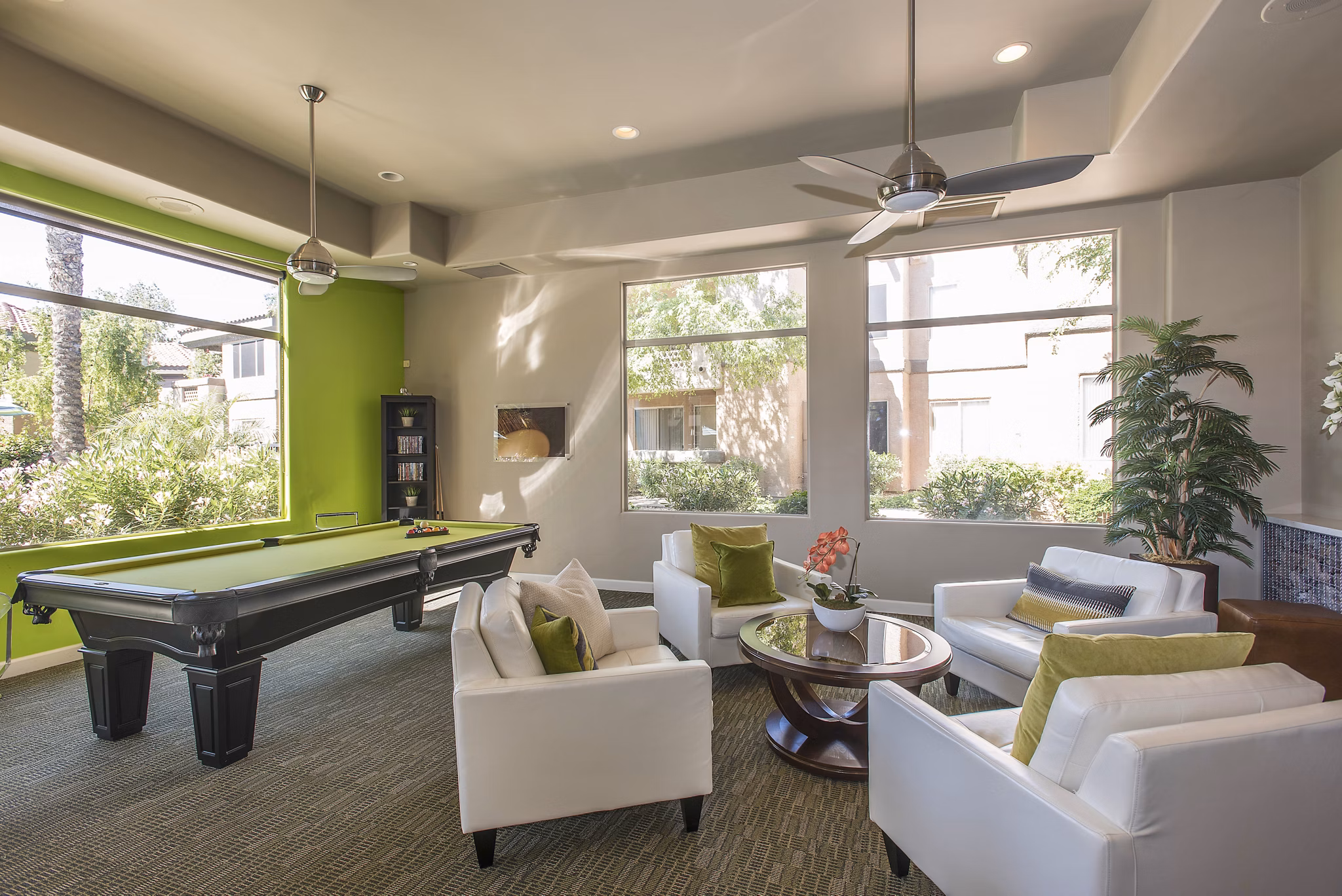 Elegant clubhouse with modern decor at Santa Rosa Apartments offering luxury amenities for residents