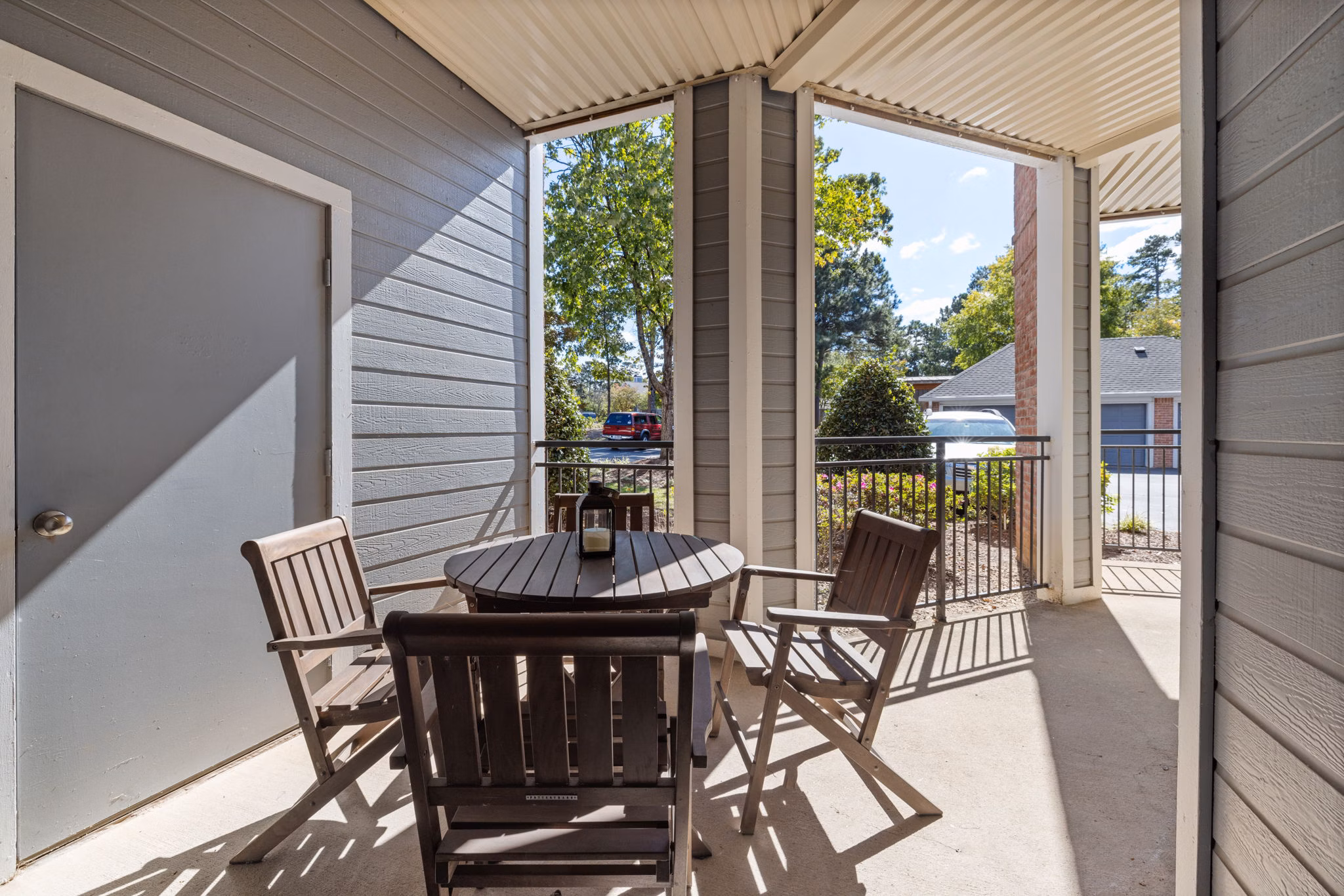 patio at Cary Greens at Preston Apartments 