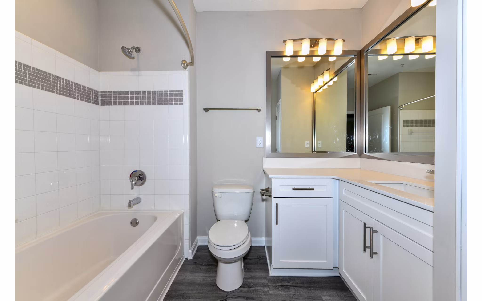 Bathroom with modern fixtures at Avana City North Apartments