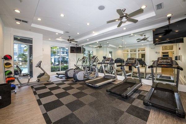 Modern fitness center with state-of-the-art equipment at Avana City North Apartments