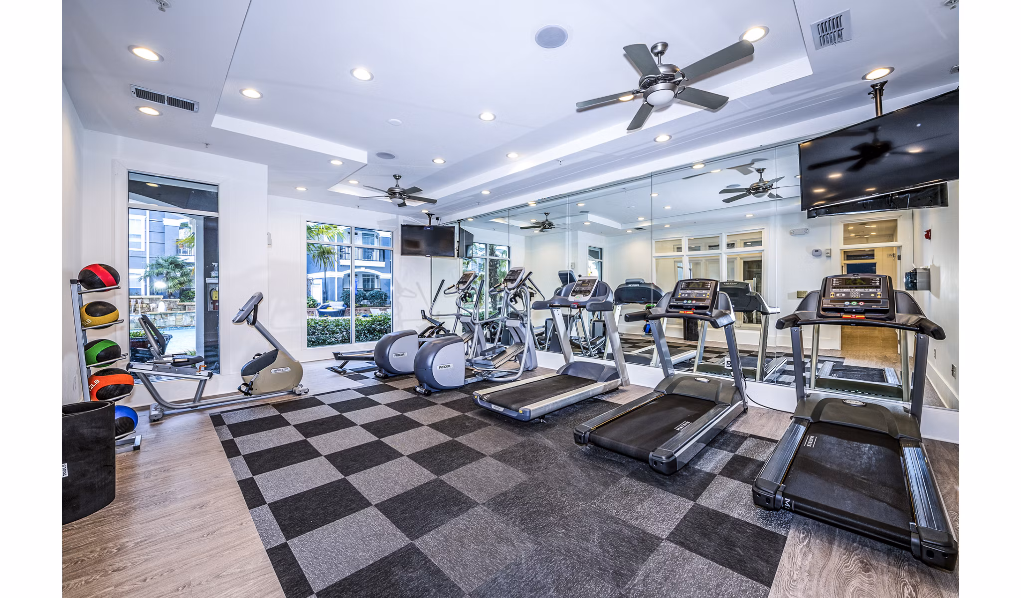 State-of-the-art fitness center at Avana City North Apartments with modern equipment for a healthy lifestyle