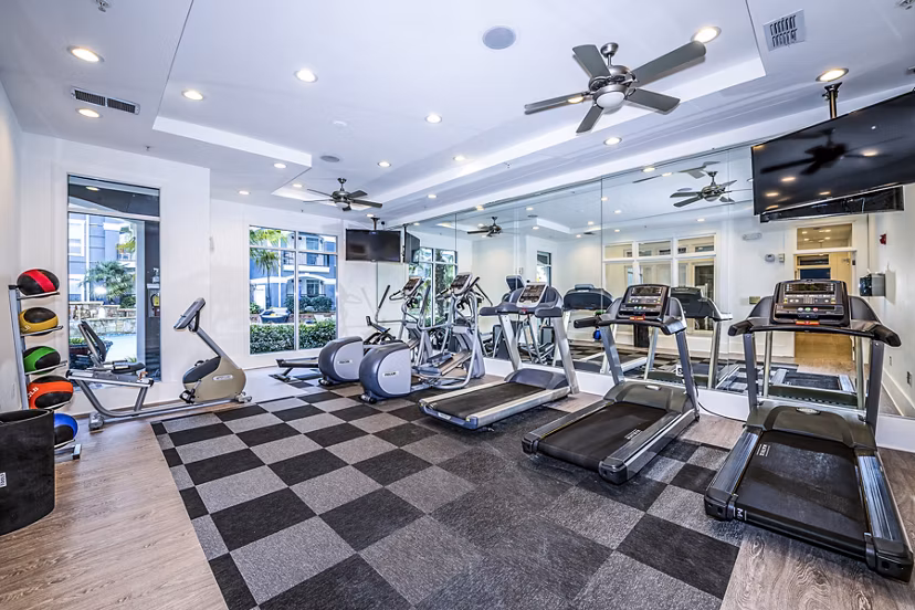 State-of-the-art fitness center at Avana City North Apartments with modern equipment for a healthy lifestyle