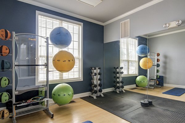 Modern fitness center with advanced equipment at The Grand Reserve Apartments