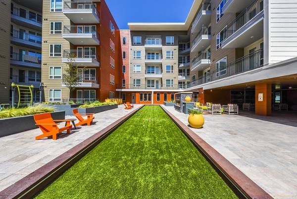 bocce court/patio at Infinity at the Rim Apartments