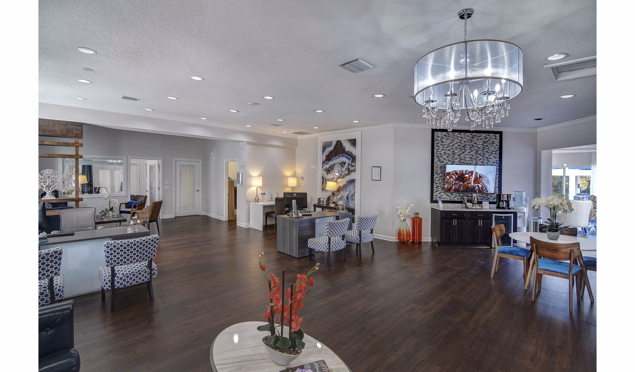 Modern clubhouse with stylish seating and community areas at La Morada at Weston Apartments