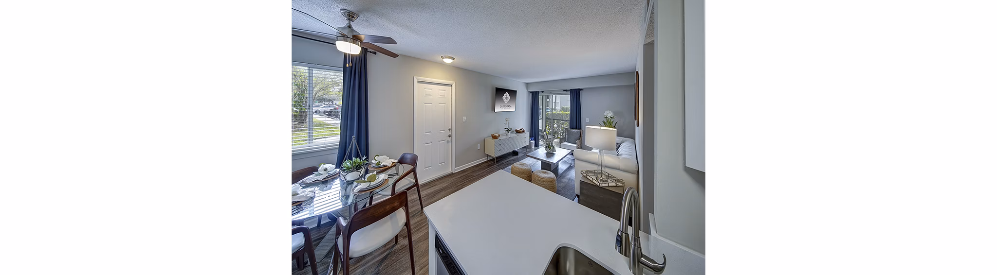 Dining area with modern table and chairs at La Morada at Weston Apartments Enjoy luxury living with stylish interiors and exquisite design