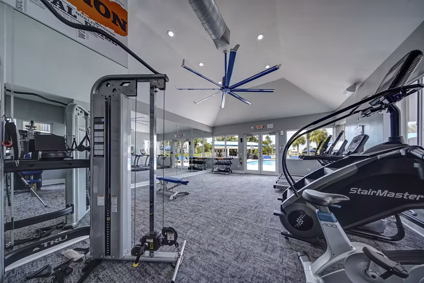 Modern fitness center featuring state-of-the-art equipment at La Morada at Weston Apartments