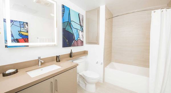 bathroom at ONYX Glendale Apartments
