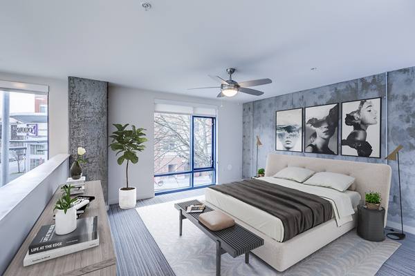 bedroom at Elan Uptown Flats Apartments                                            