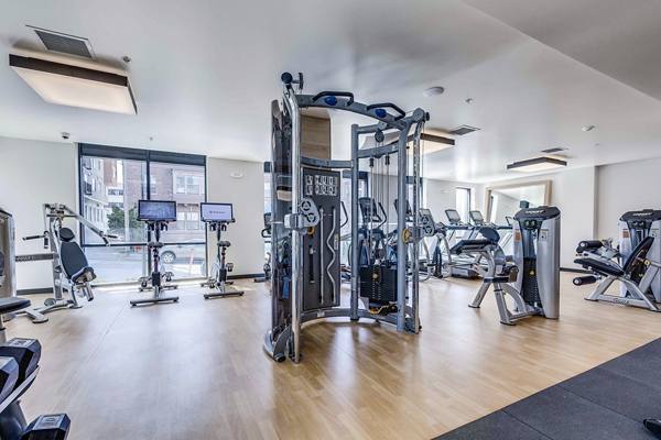 fitness center at Elan Uptown Flats Apartments