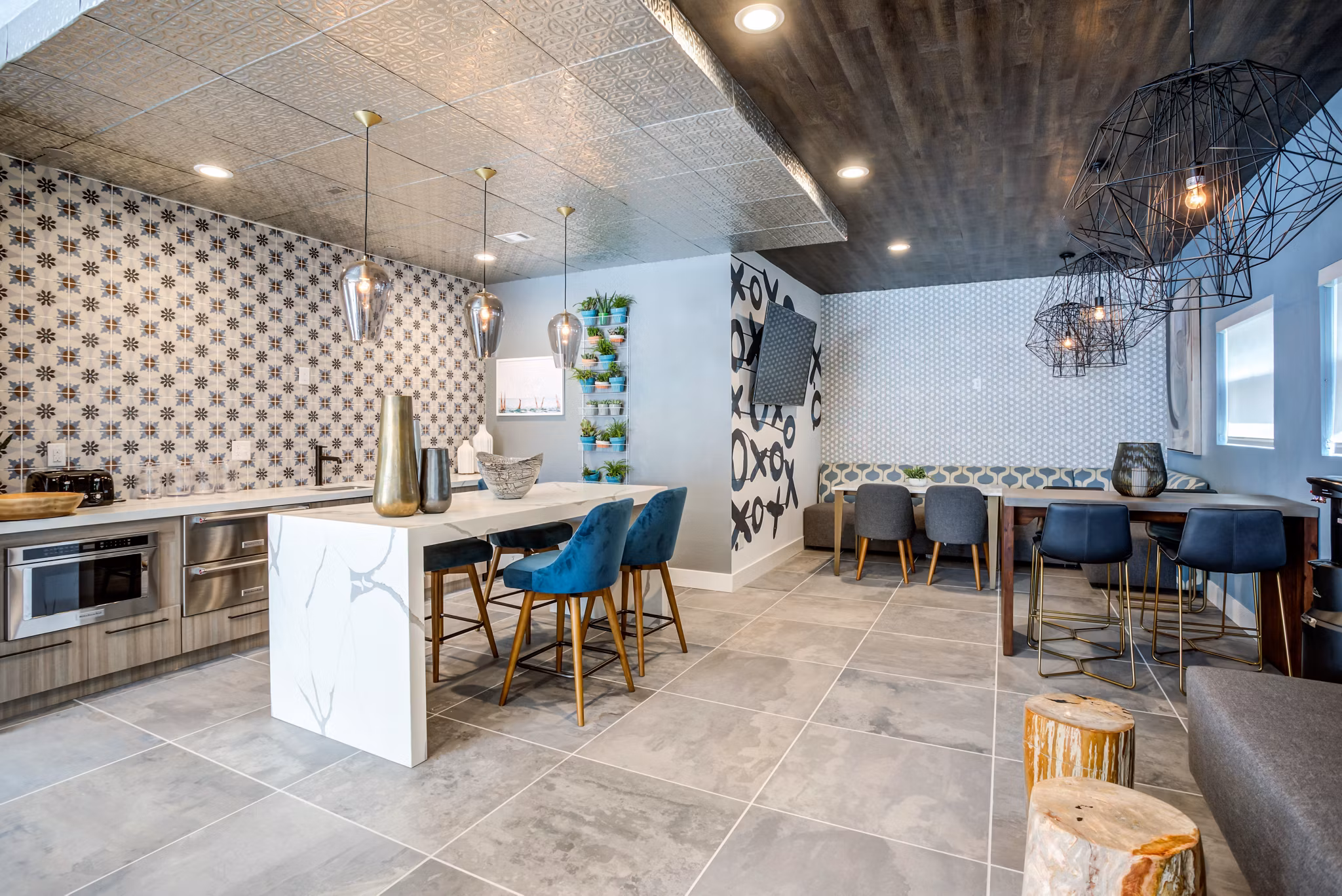 Clubhouse with modern design at Avana Sunnyvale Apartments offering luxury amenities for residents