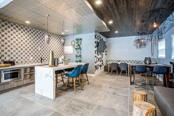 Clubhouse with modern design at Avana Sunnyvale Apartments offering luxury amenities for residents
