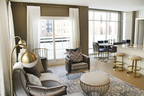 living room at The Harper at Harmon Meadow Apartments