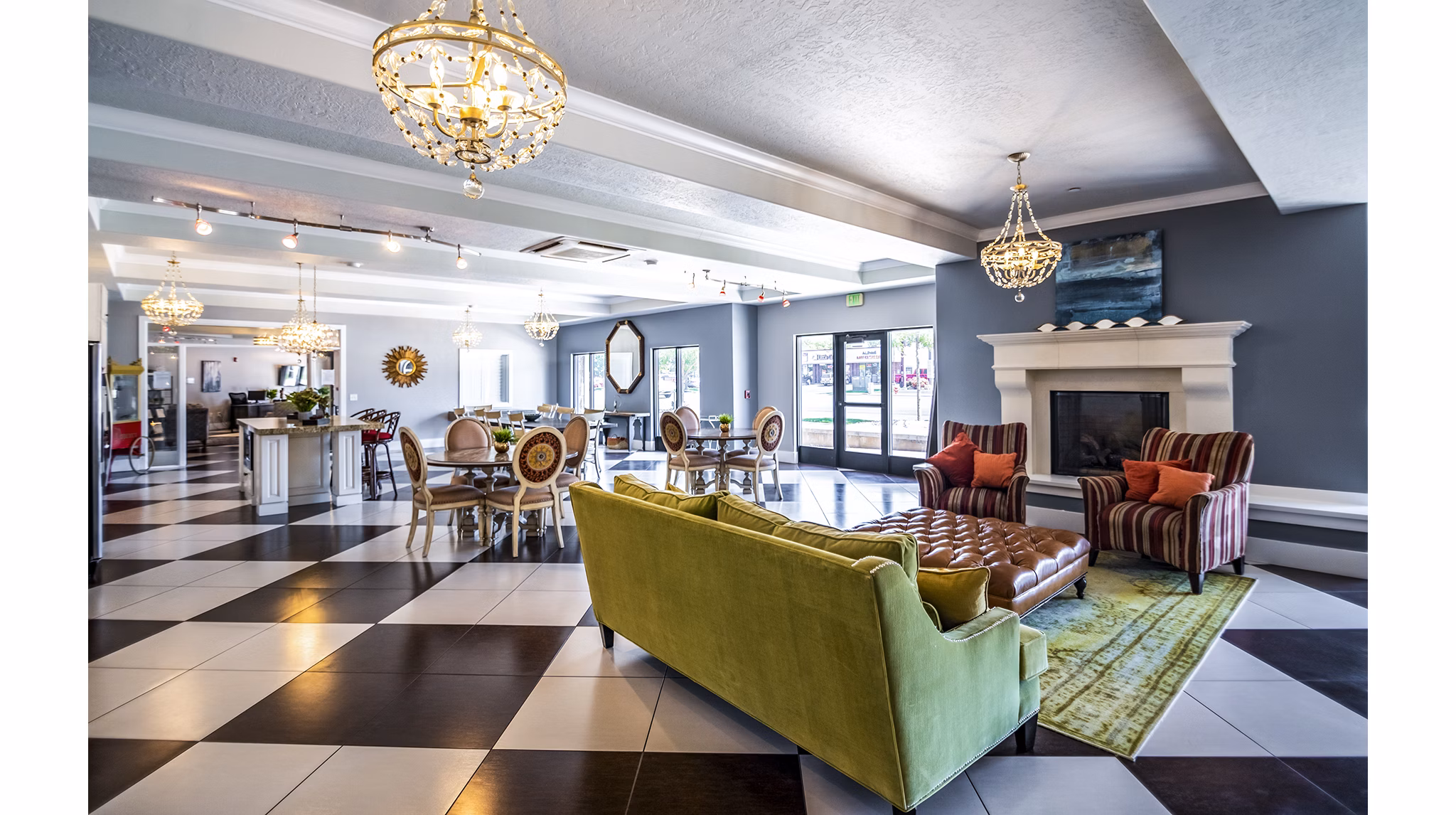 Clubhouse with cozy seating and modern design at Cottages on 7th, a 55+ community