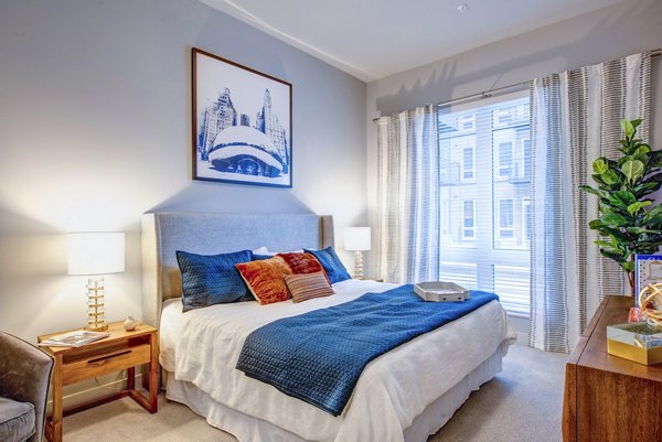 Spacious bedroom featuring modern decor at Overture Yorktown Apartments