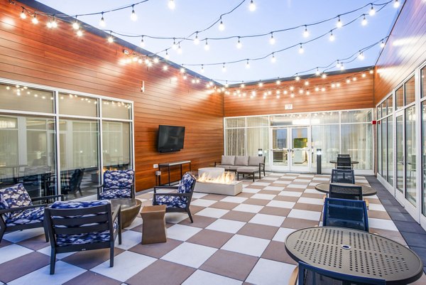 fire pit/patio at Overture Yorktown Apartments