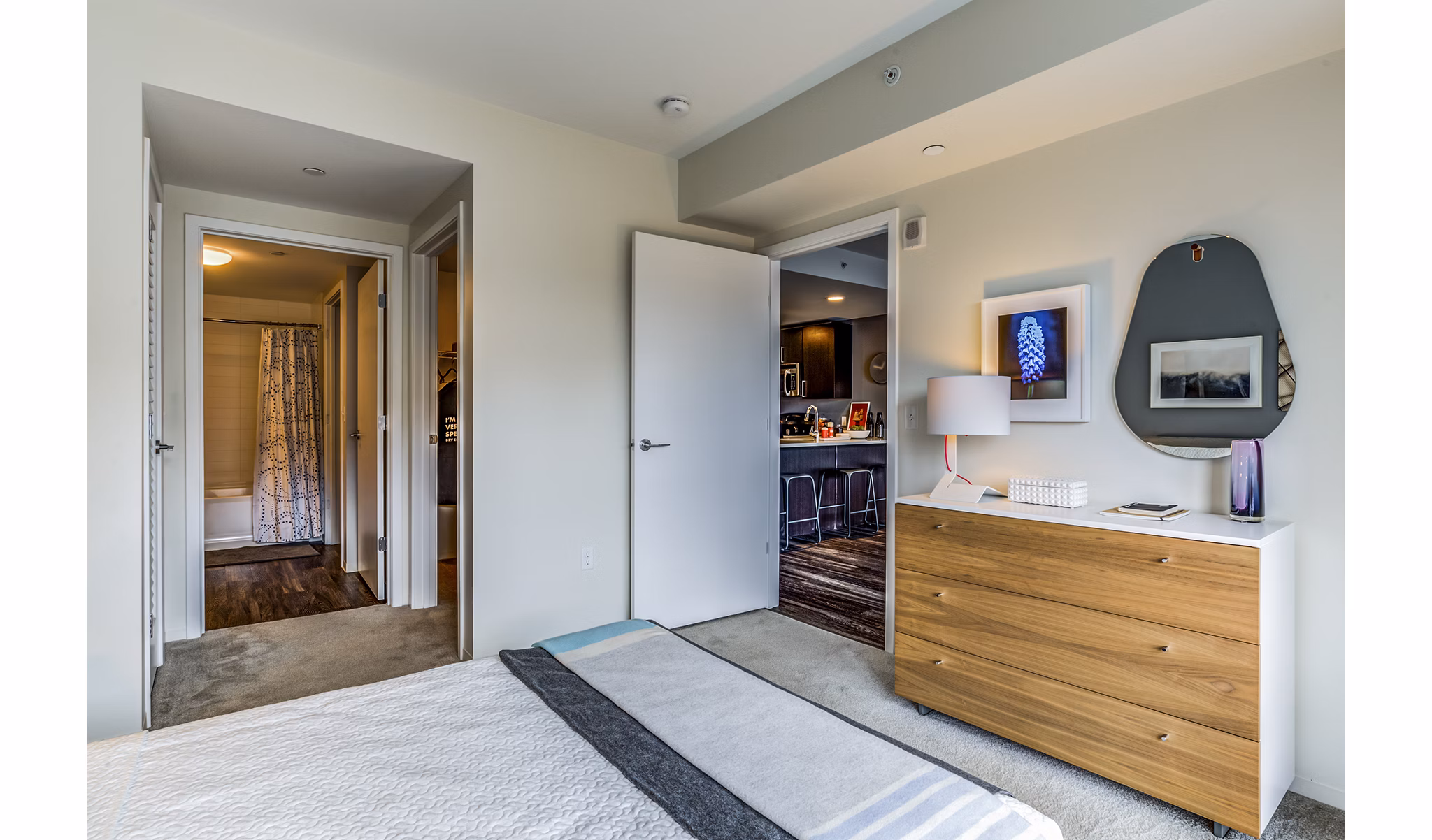 Cozy bedroom with modern decor at Zinc Apartments