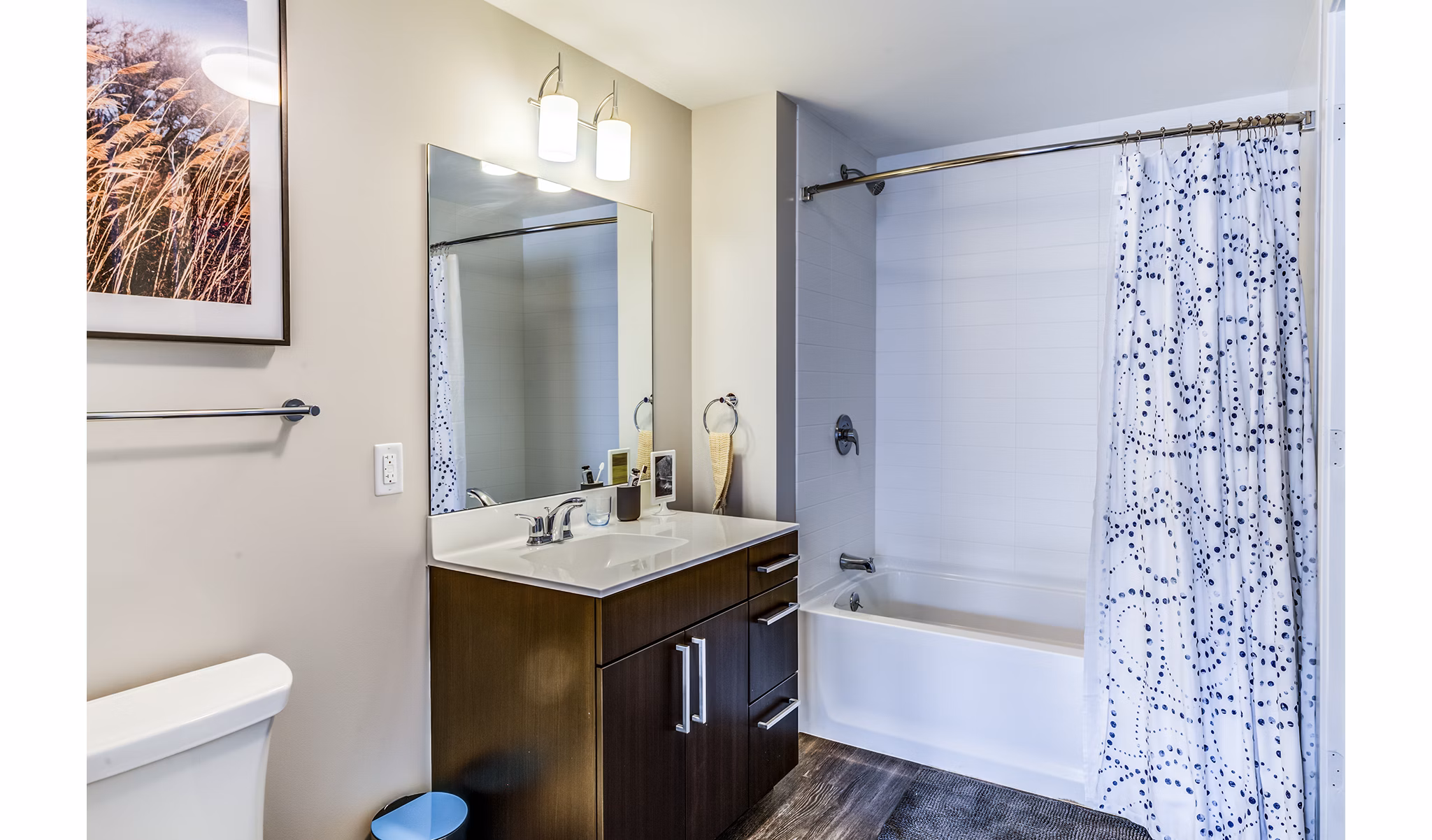Luxurious bathroom with sleek fixtures at Zinc Apartments