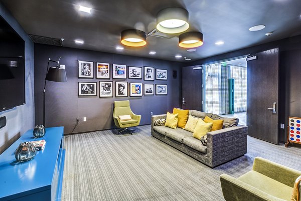 clubhouse theater at Zinc Apartments