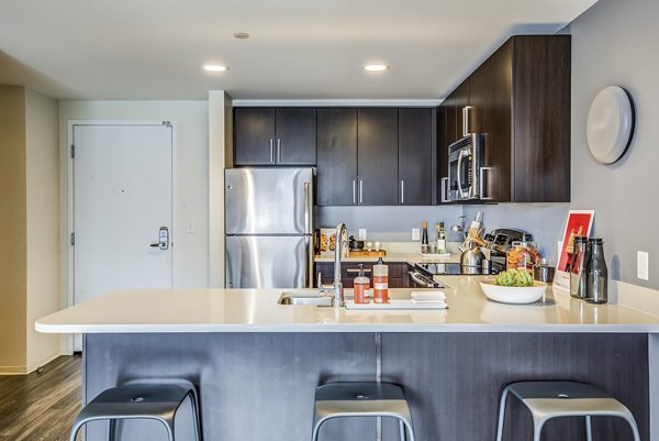 kitchen at Zinc Apartments