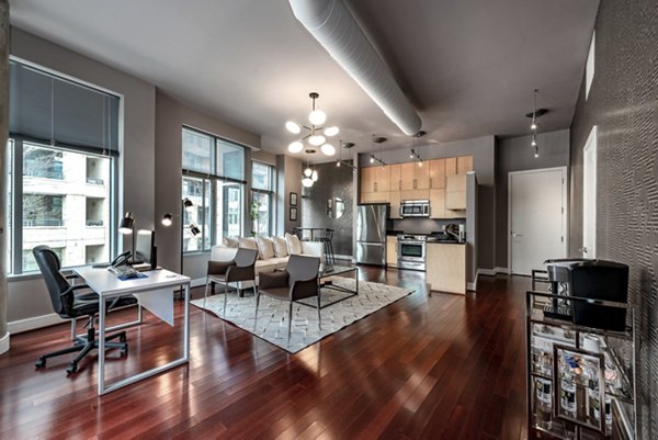 Clubhouse featuring modern design elements at The Lofts at Park Crest Apartments