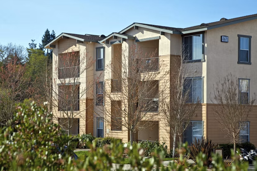 Acacia on Santa Rosa Creek: Modern luxury apartment in Santa Rosa, highlighting scenic creekside location