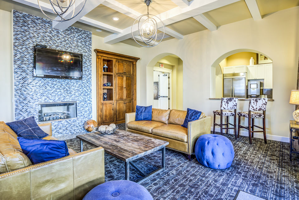 Inviting clubhouse lobby with modern decor at Acacia on Santa Rosa Creek luxury apartments