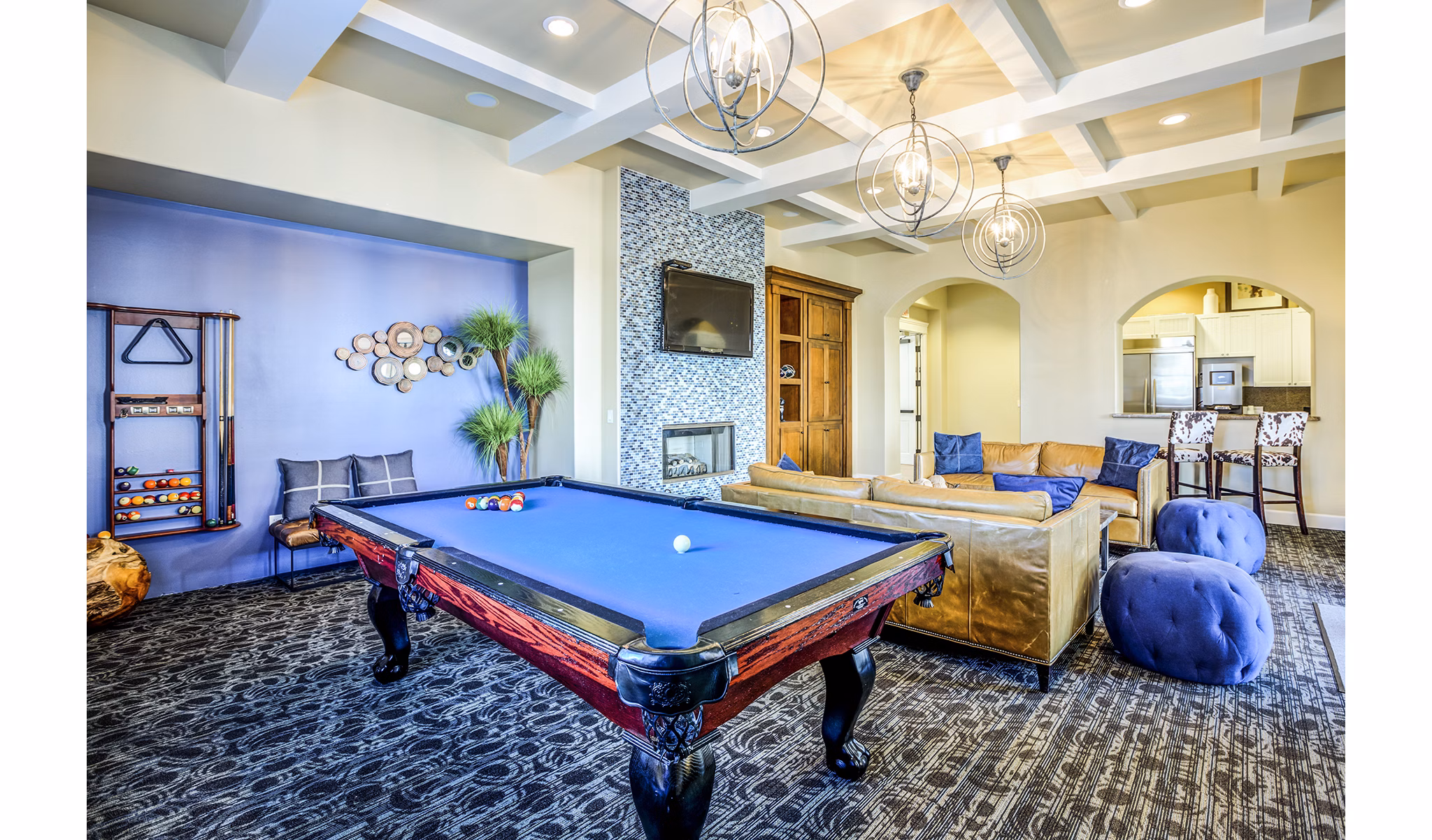 Game room with pool table and arcade games at Acacia on Santa Rosa Creek Apartments, luxury apartments with modern amenities