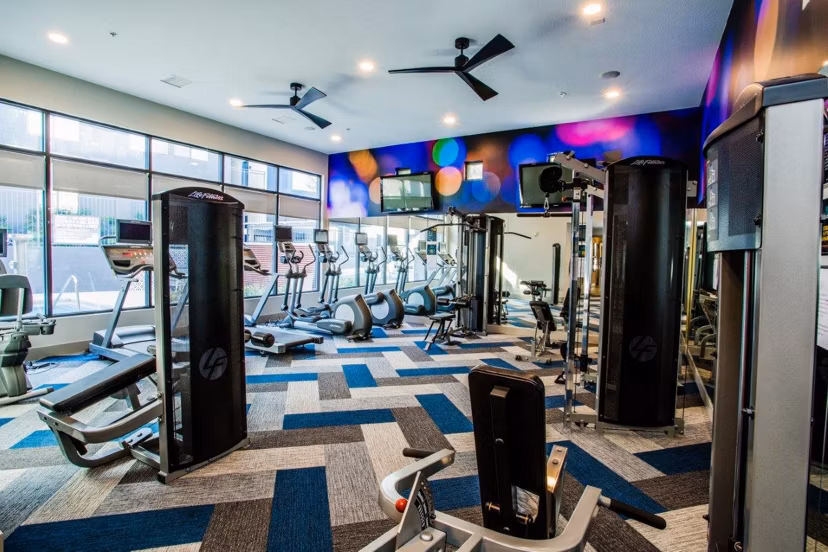 State-of-the-art fitness center with modern equipment at Glo Las Vegas Apartments for luxurious living