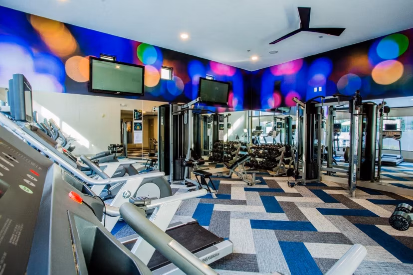 State-of-the-art fitness center with modern equipment at Glo Las Vegas Apartments for active lifestyles