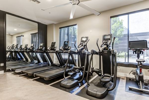 fitness center at The Gallery at NoHo Commons Apartments                             