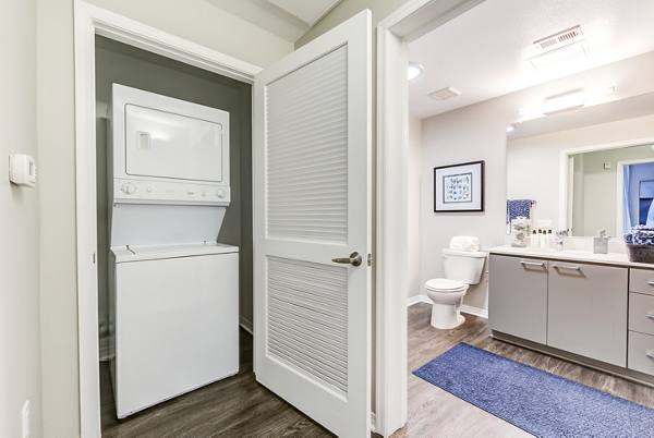 laundry room at The Gallery at NoHo Commons Apartments                                           