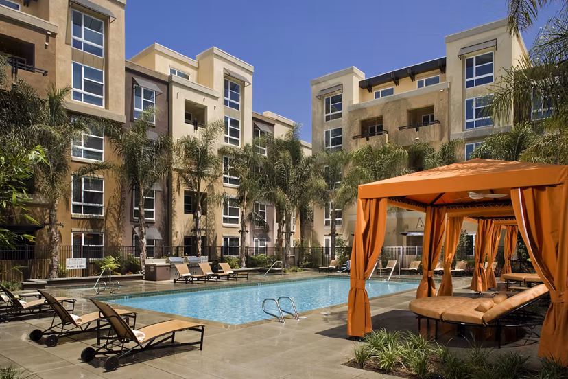 Rooftop pool at Calypso Apartments and Lofts offering luxury relaxation and scenic views in urban setting