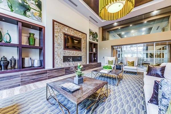 Clubhouse lobby with modern seating and decor at Luce Apartments luxury community